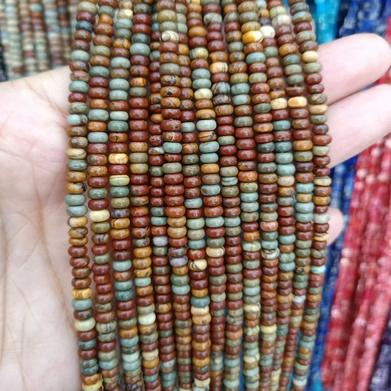 

2x4 мм Натуральная красная линия бирюзовый камень Бусины DIY Свободные разделители Abacus красный камень Пикассо Heishi бусины для изготовления юве...