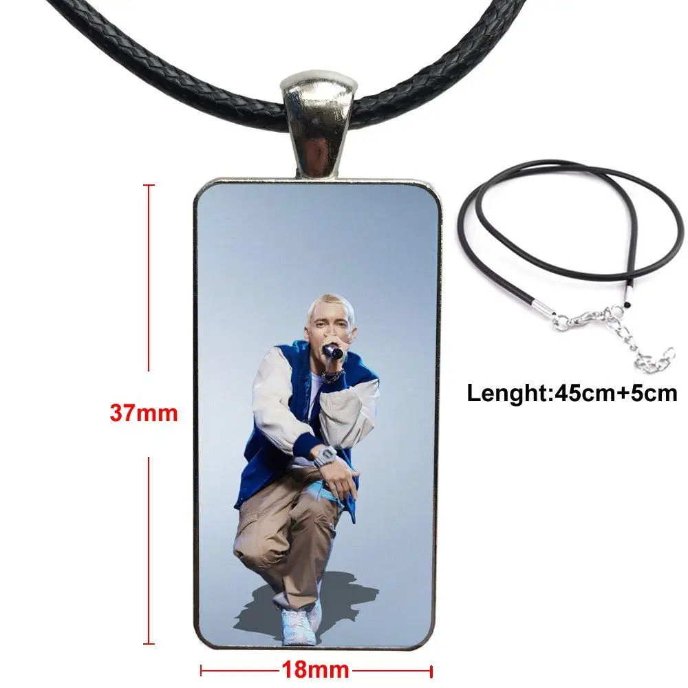 

For Women Gift Glass Cabochon Choker Pendant Rectangle Necklace Stainless Steel Color Jewelry Hip-hop Star Eminem Suit And Tie