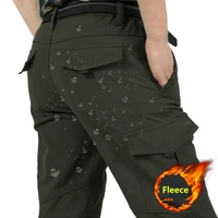 mens winter thick fleece warm stretch cargo pants military softshell waterproof casual pants tactical trousers plus size 4xl