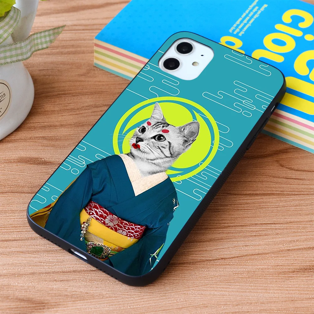 

For iPhone Geisha cat Soft TPU border Apple iPhone Case