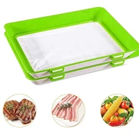 2 pack food preservation tray stackable plastic food storage container fresh keeping tray for refrigerator and freezer flat food