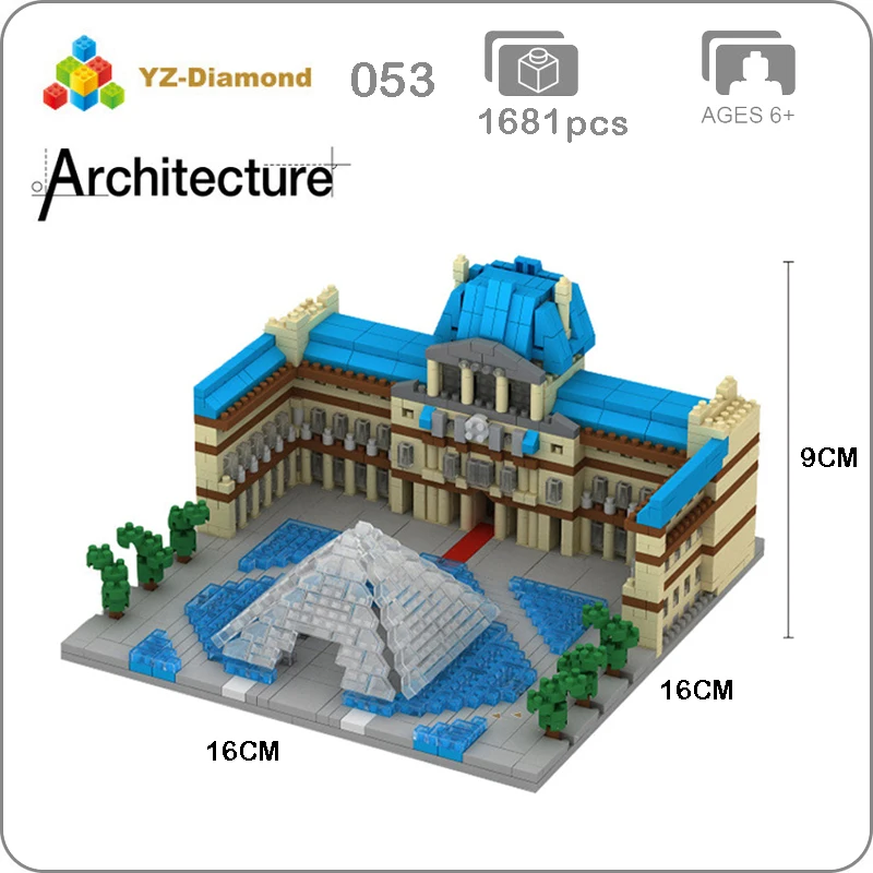 YZ 054 международно известная архитектура Париж Лувр 3D модель мини Алмаз