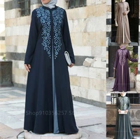 eid mubarak muslim fashion abaya dress for women print split maxi dress turkey dubai indian maxi european clothing hijab islamic
