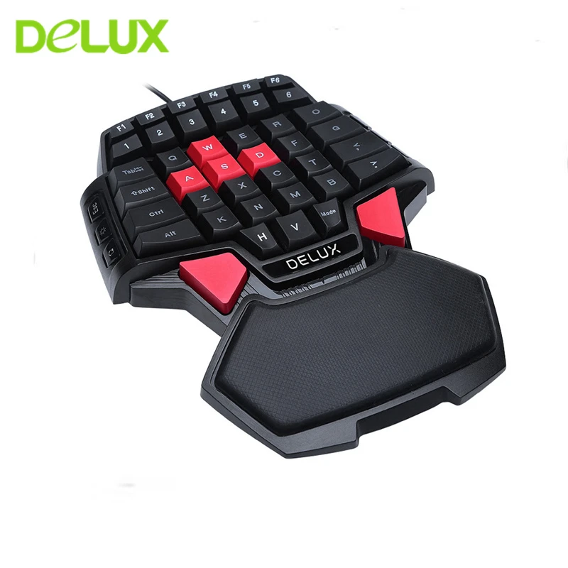 Игровая клавиатура Delux T9 Офисная Проводная Одноручная с красным колпачком и
