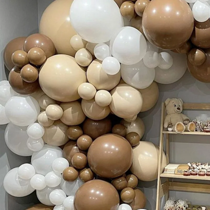 Kit de arco de guirnalda de globos de caf&eacute; Macaron, globos de l&aacute;tex Beige para Baby Shower, cumplea&ntilde;os, D&iacute;a de San Valent&iacute;n, decoraci&oacute;n de boda, 124 unids/set por juego-4