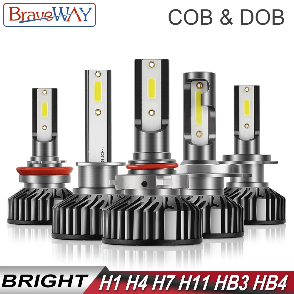 BraveWay H4 светодиодный головной светильник Лампа H1 H7 H8 H11 HB3 HB4 светильник лампа для автомобиля турбо ампулы авто лампа H4 комплект светодиодный H7 Canbus противотуманные фары