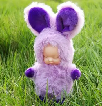 Симпатичный пушистый помпон из кроличьего меха брелок для ключей со спящим