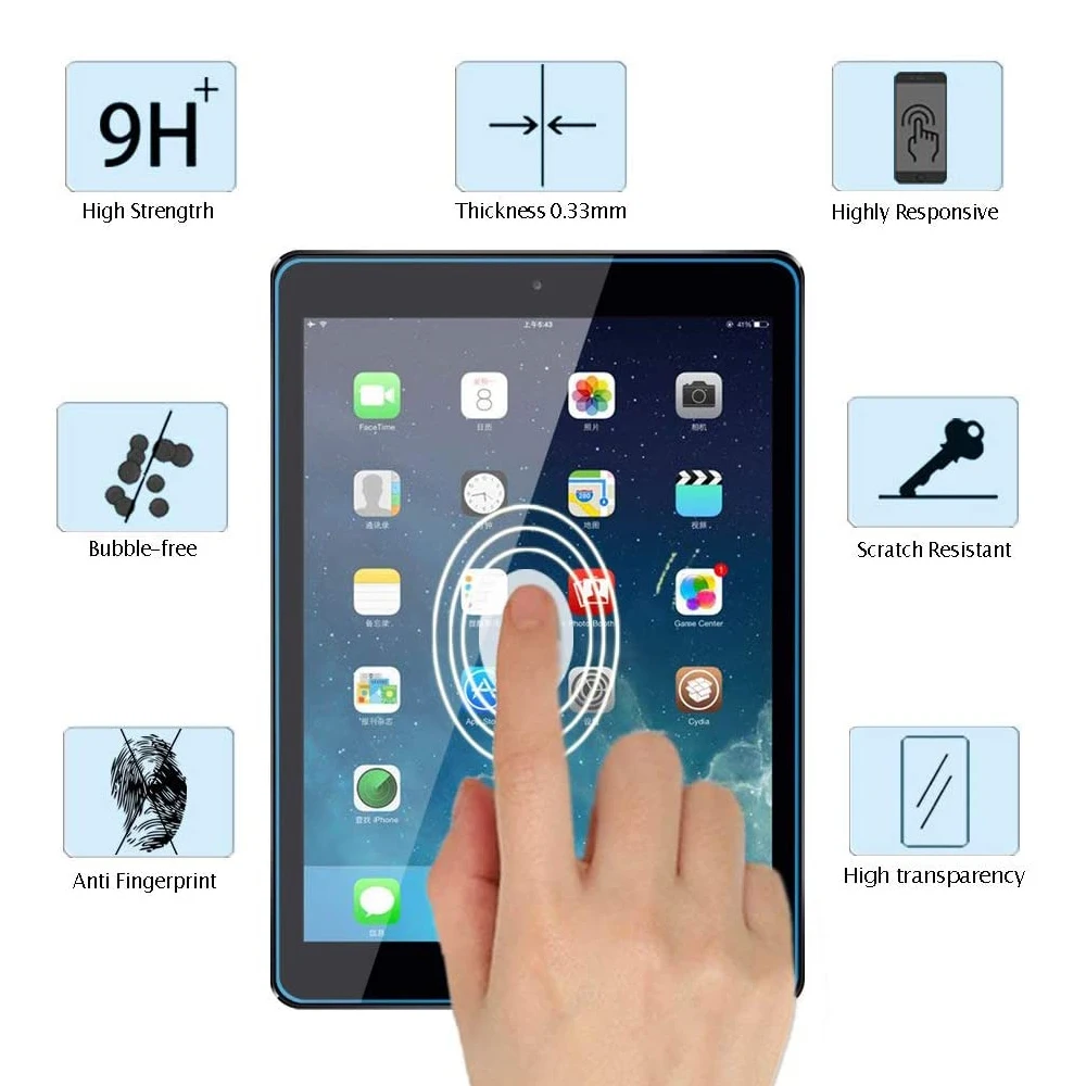 [В 2 упаковках] Защитная пленка для экрана Apple iPad Pro Air 1 5 6 9 7 2017 6-го поколения Air1