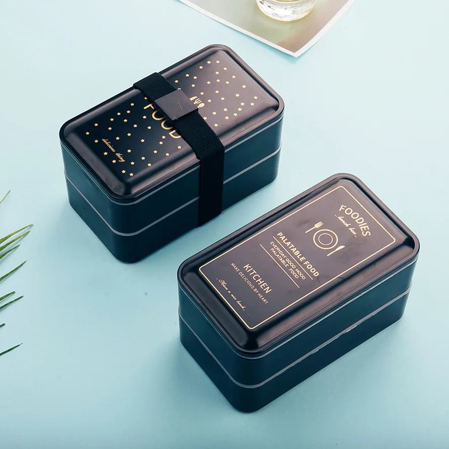 Ланч бокс с палочки для еды и ложки герметичная коробка Bento Квадратные японские