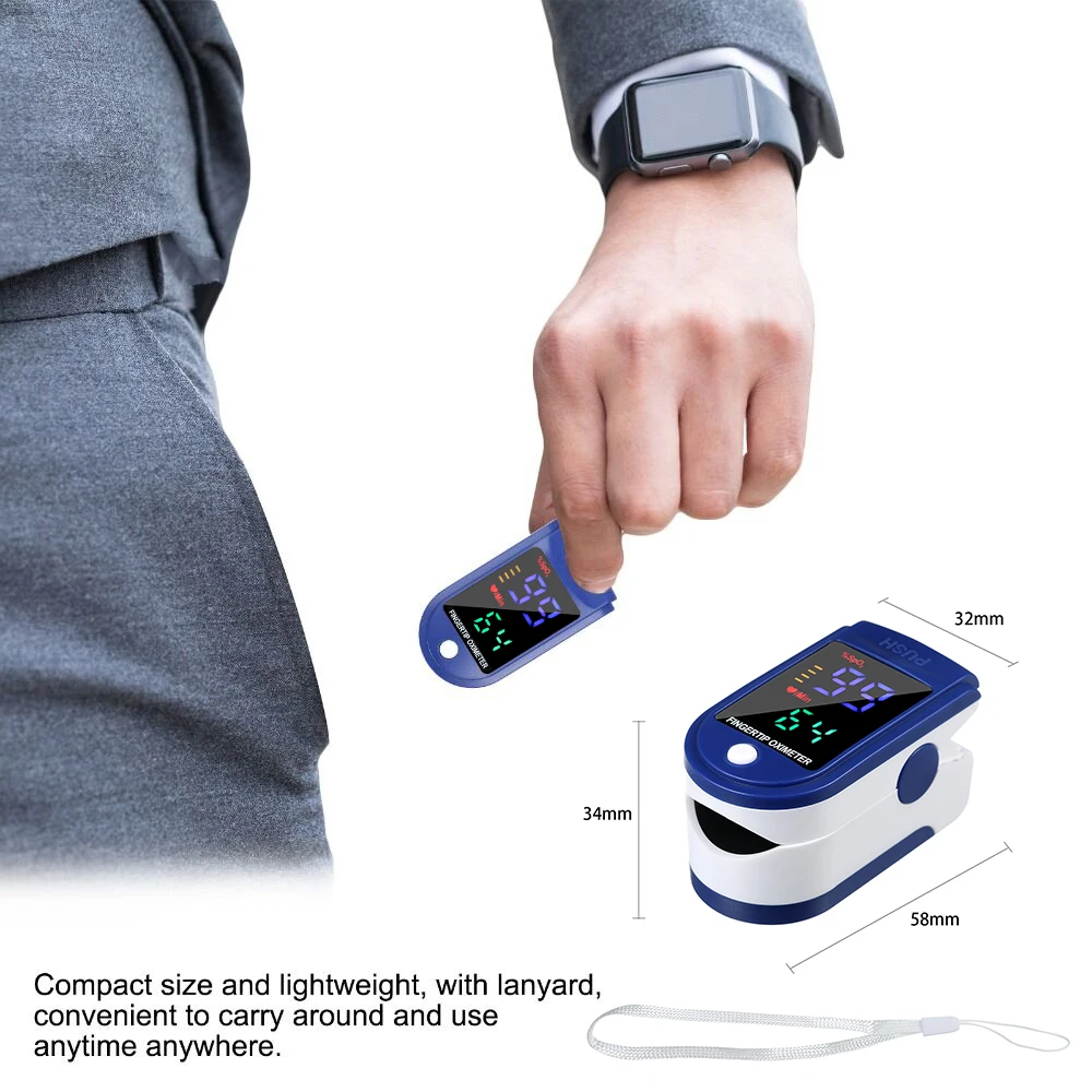 Цифровой Пульсоксиметр на кончик пальца медицинский бытовой прибор для