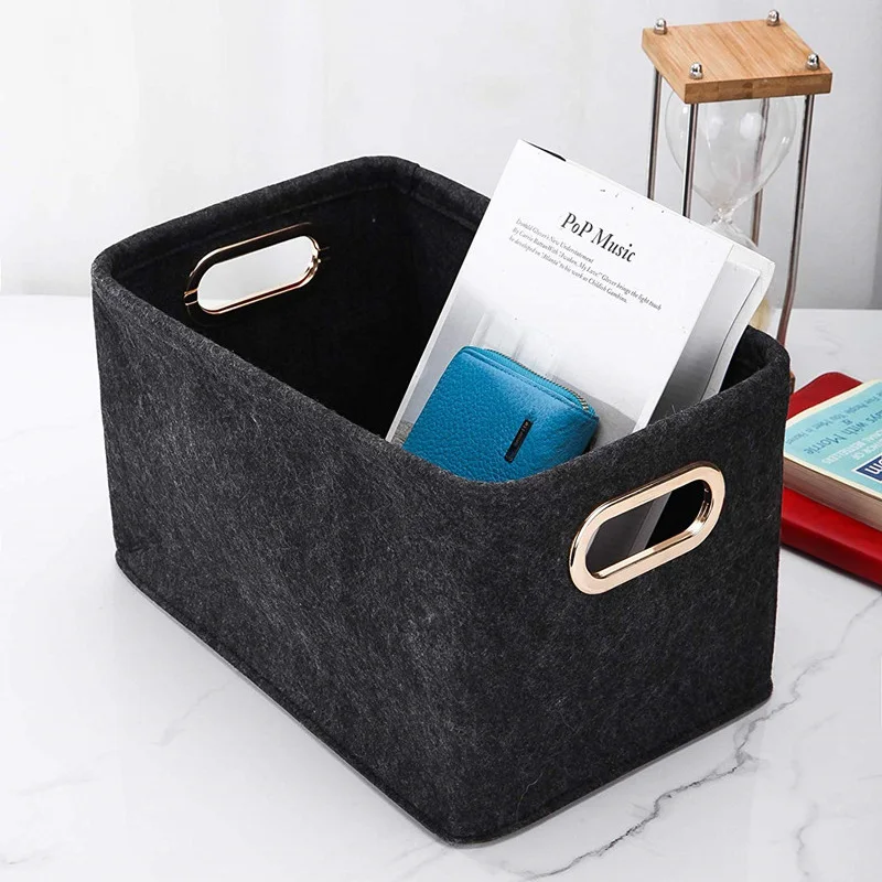 

Collapsible Storage Bins Foldable Felt Storage Basket Organizer for Clothes Home Sundries FEA889