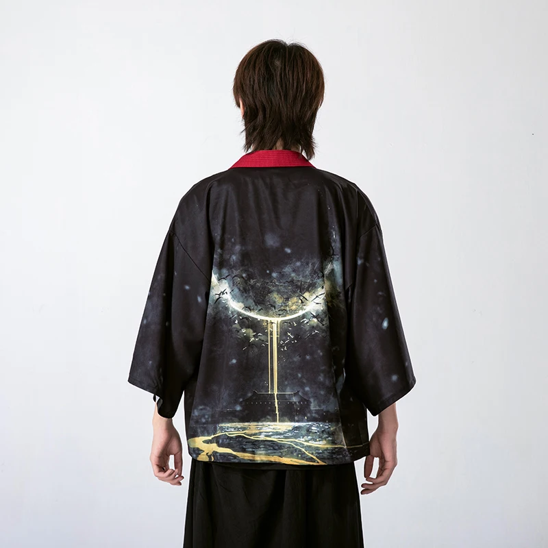 Asymmetry Japanese Kimonos for women 2020 Summer Harajuku cardigan loose shirts men's fashion street wear blouses Anime Cosply | Женская