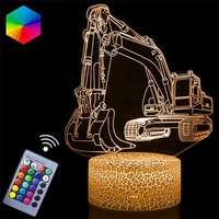 3d lights excavator night light 16 colors illusion led lamp remote control christmas bday gifts ideas for boys home decoration