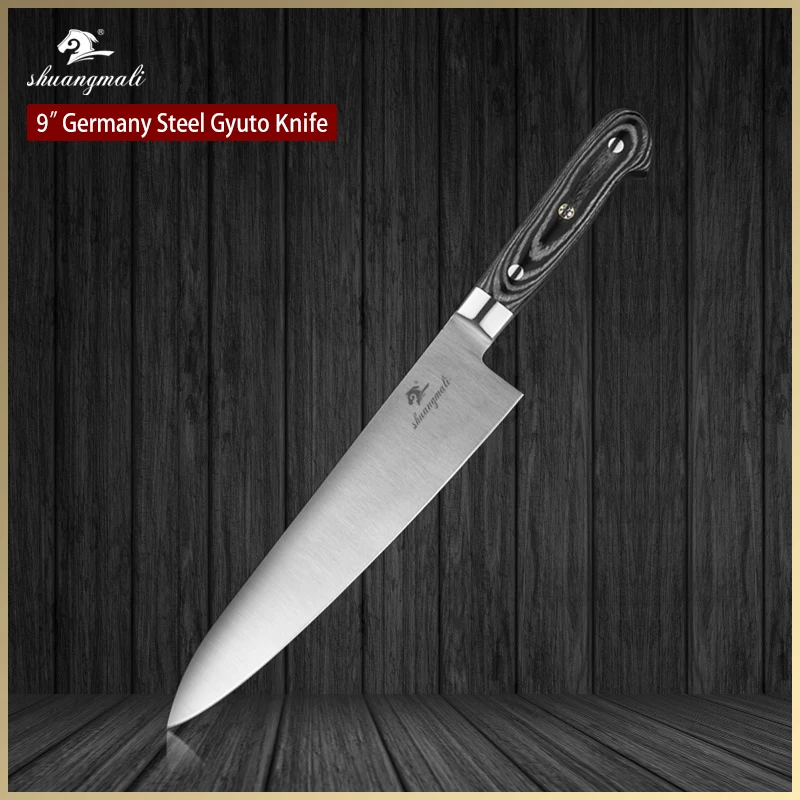 

Shuangmali 9 дюймов нож шеф-повара Gyuto Кливер Германия 1,4116 нержавеющая сталь кухонный Кливер ножи нарезка овощной нож шеф-повара