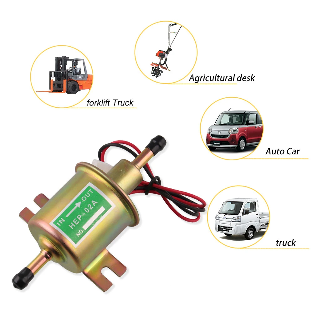 Low Pressure Universal Diesel Petrol Gasoline Electric Fuel Pump HEP-02A 12V 24V For Car Carburetor Motorcycle ATV |