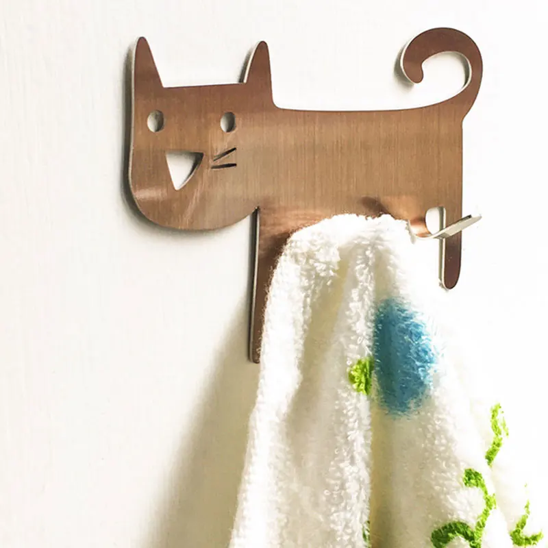 

Крючки с рисунком кошки металлические из нержавеющей стали крючок Вешалка для ключей кошка настенная дверь самоклеящийся держатель для хр...