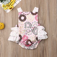 pudcoco newborn baby girl clothes sleeveless doughnut print ruffle romper jumpsuit outfit sunsuit clothes 0 24m