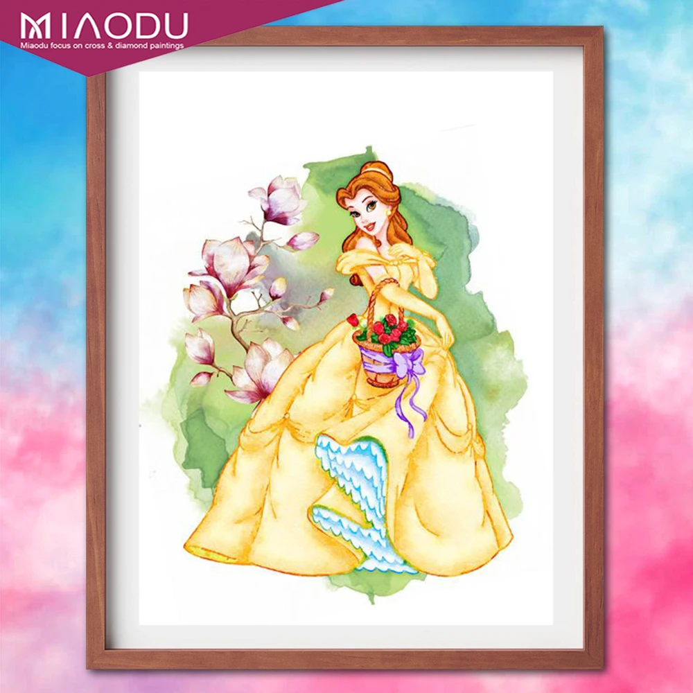 

Disney 5D Diy Diamond Painting Cartoon Princess Diamond Embroidered Round Drill Diamond Mosaic Home Decoration