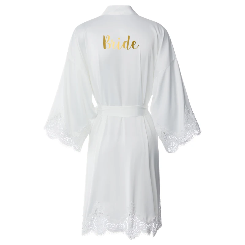 Matt Satin Lace Robe Bridal Gown Women Wedding Bride Robe Bridesmaid Robes Bridal Robes Bride Team Burgundy