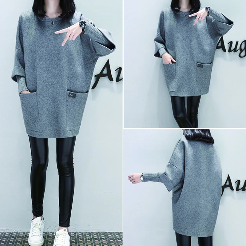 Элегантная офисная одежда свитшот корейская мода простая Толстовка С Карманами