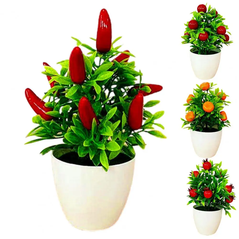 Stunning Decorative Simulation Poted Plants Plastic Simulated Bonsai Mini Orange Pomegranate Tree for Parterre | Дом и сад