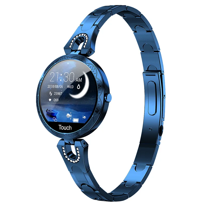 Blue Модные часы Smart Watch Для женщин Водонепроницаемый Мониторинг частоты сердечных сокращений Bluetooth шагомер для IOS и Android Фитнес браслет «Умные» часы - Цвет: Blue
