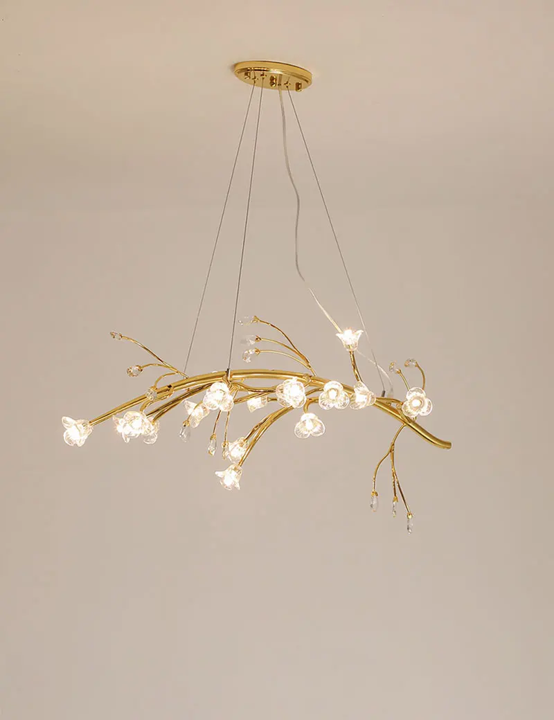 Светодиодная хрустальная люстра светильник стеклянный цветок дерево железо