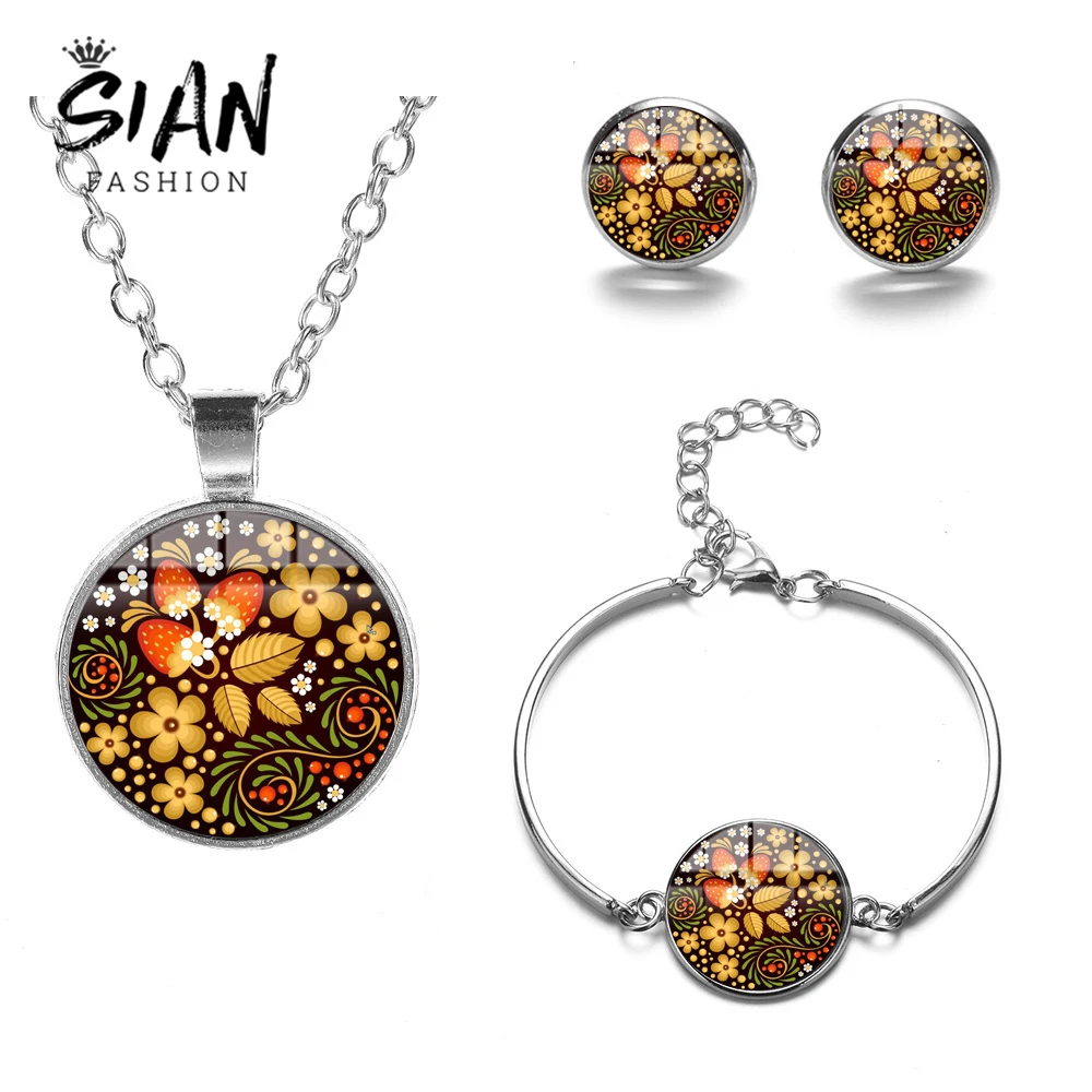 Азиатских Хохлома русским народным творчеством узорами комплекты ювелирных