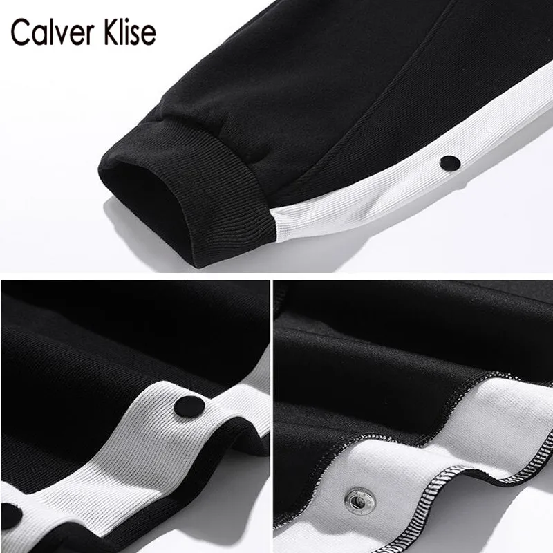 

Calver Klise Buttoned Slacks Loose Joggers Trousers Mens Winter Fleece Thick Sweatpants High Street Harajuku Casual Pants
