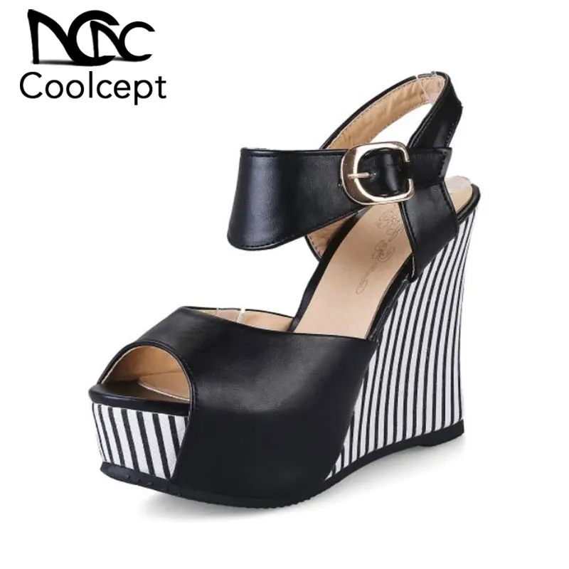 CoolCept/женские сандалии гладиаторы на высоком каблуке Однотонные туфли платформе