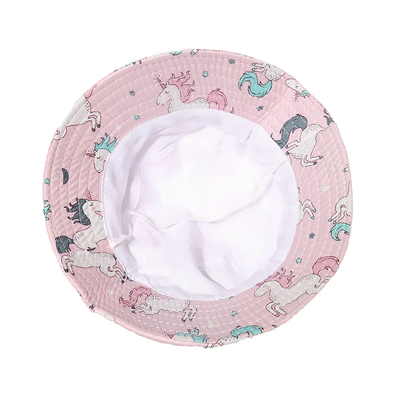 Панама хлопковая для мальчиков и девочек шляпа от солнца с принтом единорога