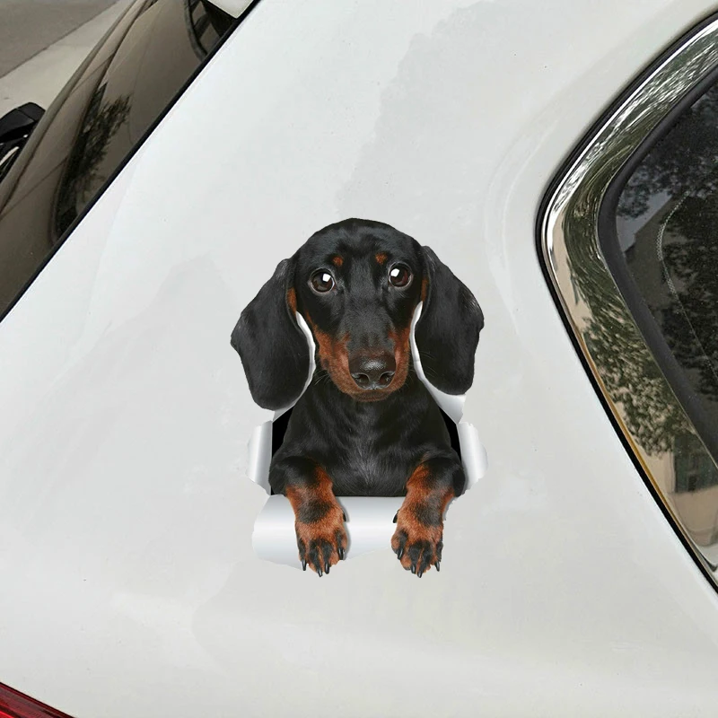 

Personality Car Sticker 3D Cute Dachshund Sausage Dog Decal Wall Car Room Luggage Skateboard Laptop Decoration PVC 9cmX13cm