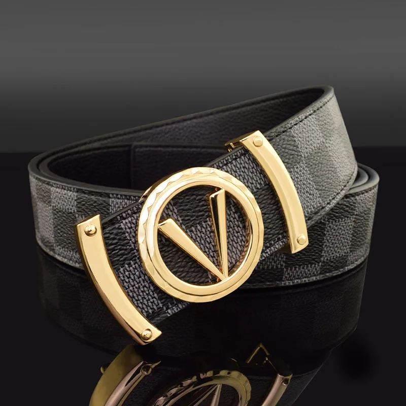 

Men's Belt Smooth Buckle Belt Korean Fashion Letter V Genuine Leather Pants Belt for Men Women Belt Luxury Brand Designer Cowboy