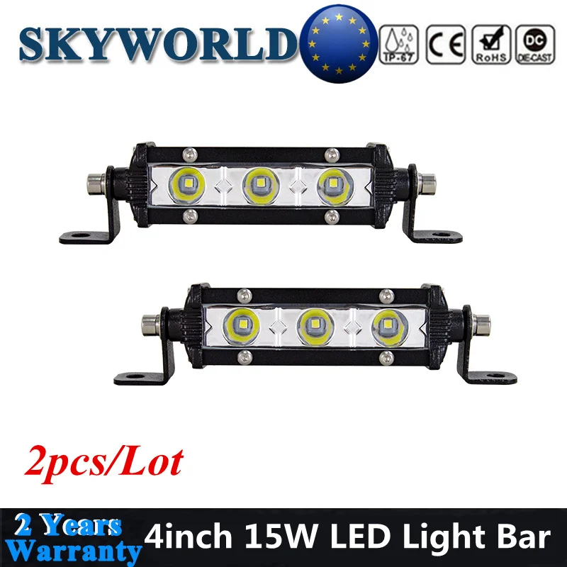

Pair 4inch Mini LED Light Bar Ultra-thin 15W LED Spotlights Car Driving Slim LED Bar Offroad 4x4 Extra Bumper Lamp For Truck SUV