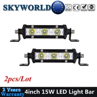 pair 4inch mini led light bar ultra thin 15w led spotlights car driving slim led bar offroad 4x4 extra bumper lamp for truck suv