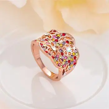 

Eco-friendly Rose Gold Fashion Flower Ring Exclusive Gift For Women Glamour Ring Wedding Ring Engagement Jewelry LKN18KRGPR287