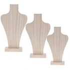 Подставка-манекен из натурального дерева, необработанный бюст для модных сережек, ожерелий, ювелирных украшений, держатель-Органайзер