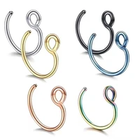 15pcs nose clip fake septum piering nose rings punk non piercing clip on hip hop rock stainless steel fashion non perforation