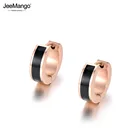 JeeMango черныебелые круглые серьги-кольца из нержавеющей стали, цвета розового золота, свадебные серьги, ювелирные изделия, подарок для женщин E18038