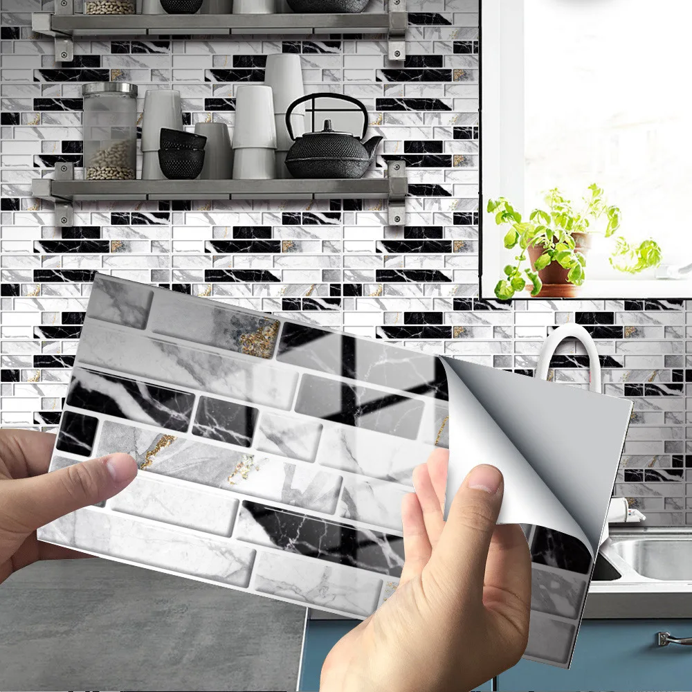 

Мозаика настенная плитка наклейки 3D стикер стены кухни Backsplash Self-клейкие плитки ванной стены наклейки Водонепроницаемый домашний декор