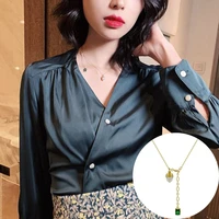 neck chain geometric simple necklace clavicle chain new pearl pendant green pendant