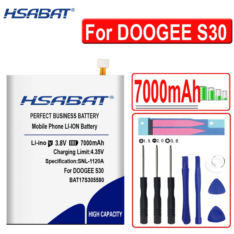 Аккумулятор HSABAT 7000 мАч BAT17S305580 Для DOOGEE S30|Аккумуляторы для мобильных телефонов| |