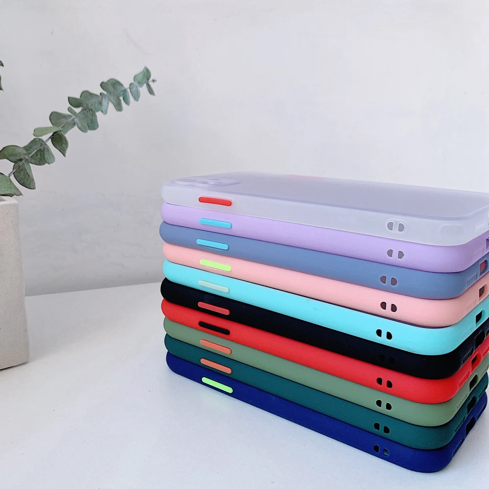 Цветной бампер Macarons Матовый Прозрачный чехол для iPhone 11 12 iPhone11 Pro Max X Xs XR 7 8 Plus SE 2020