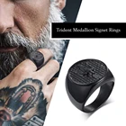 Мужское кольцо CFBulongs, из титановой стали, с трезубцами Нептуна, из нержавеющей стали черного цвета, астрологические ювелирные изделия