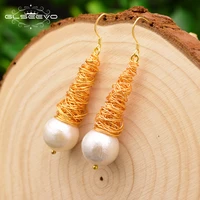 glseevo handmade natural fresh water big pearl drop earrings for women wife daughter party birthday gifts fashion jewelry ge0594