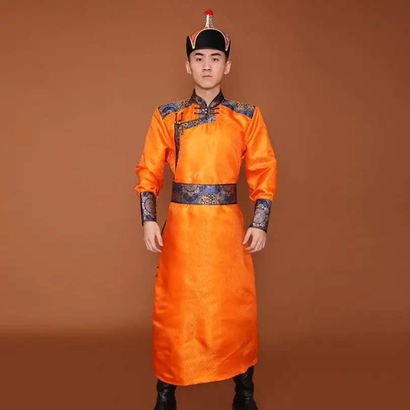 Монгольская Одежда Мужские взрослые этнические костюмы с воротником стойкой