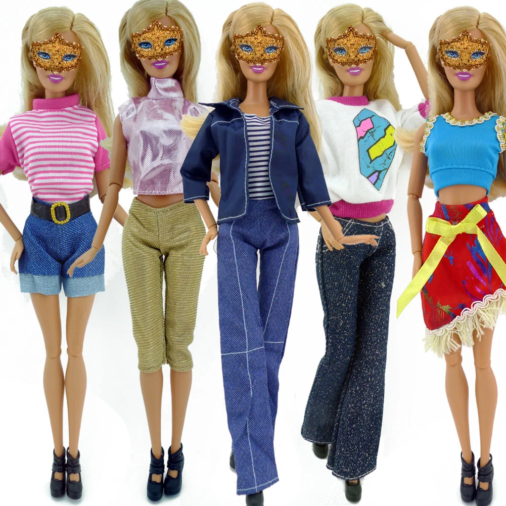 

5x Doll Dress Daily Wear Skirt Pants Vest Casual Jeans Outfit ForDoll Dollhouse Accessories Clothes U7B7