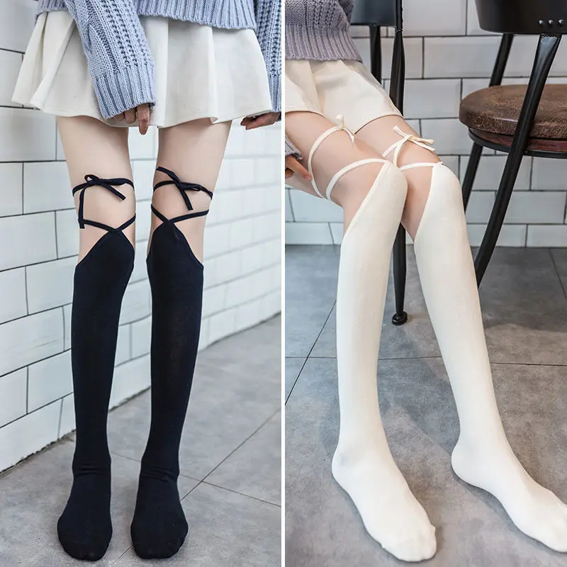 

Spring/Autumn Sweet Girl Japanese Cute Kawaii Girl Lolita Stockings Gentle Sweet Woman Sexy JK Uniform Cross Bandage Stockings