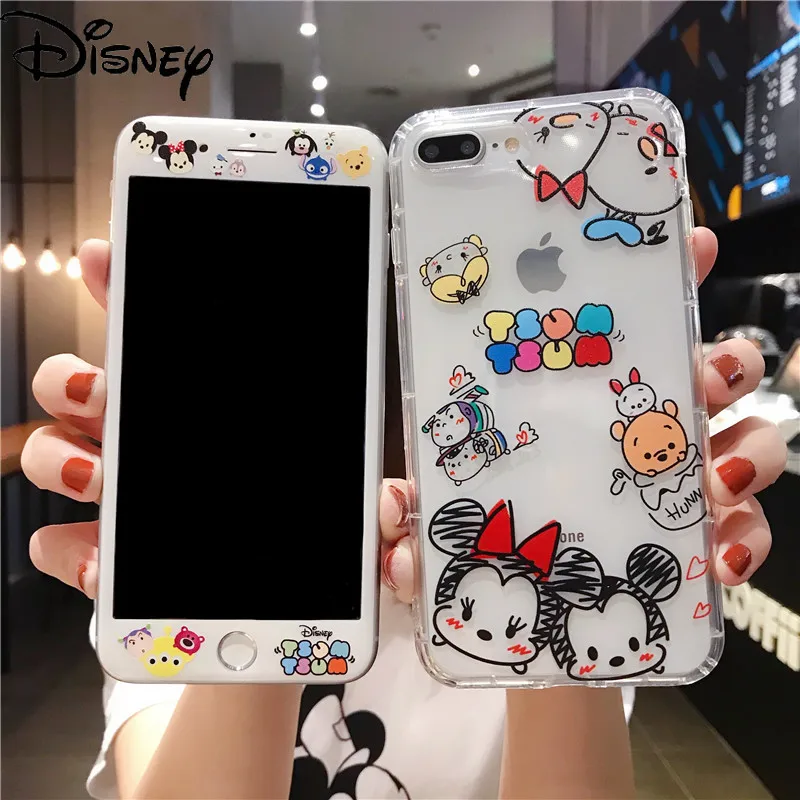 

Disney for Iphone7 Mobile Phone Case Tempered Film for Iphone11promax/8plus/xr/6sp/6/6p/x/xs Cartoon Cute Phone Cover