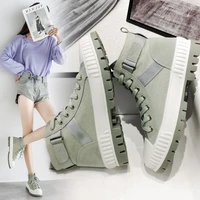 2020 spring and autumn new high top college style sports casual boots canvas shoes women thick bottom trend board shoes x268